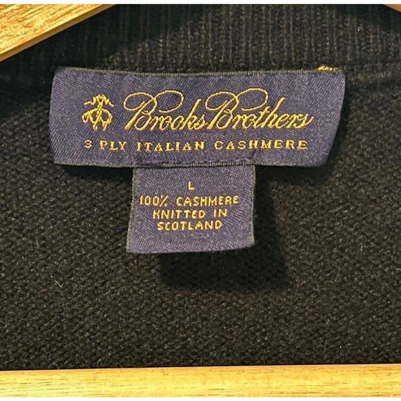 Brooks Brothers 3-Ply Scottish Cashmere Sweater Men’s L Navy Crewneck - Picture 6 of 7